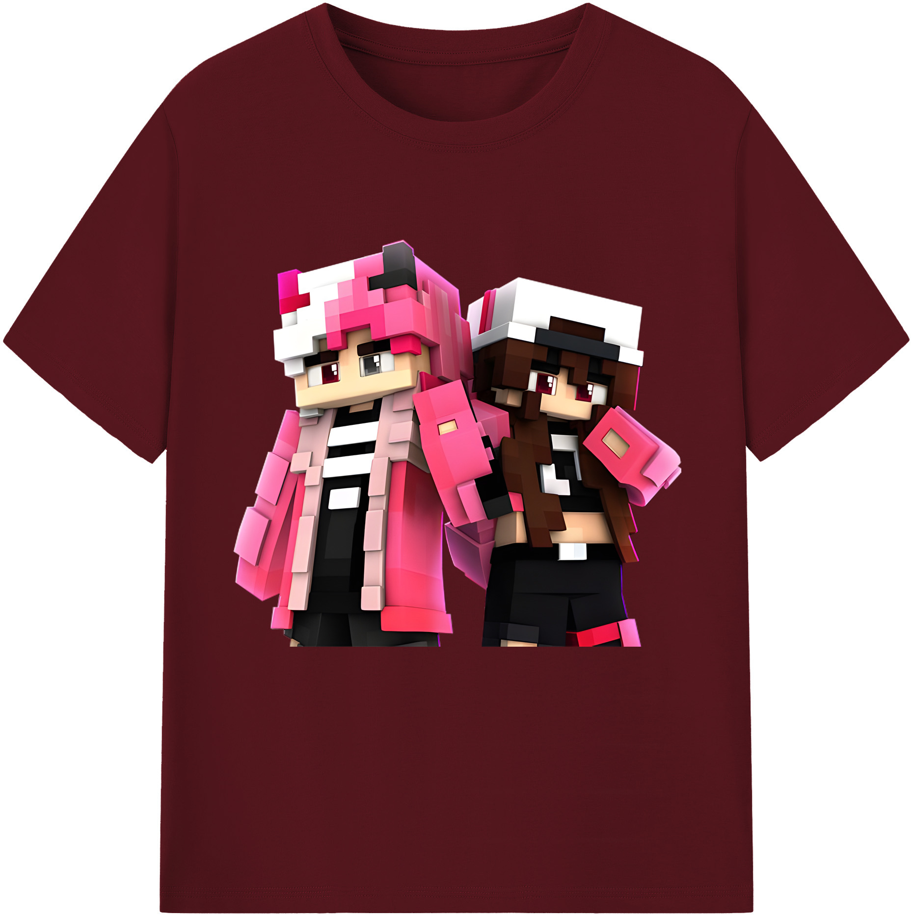 （画像用） マインクラフト ブロックの世界 Minecraft MC Block world 綿100％半袖Tシャツ（フロントプリント）